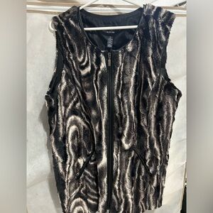 Style & Co. Faux Fur Vest in Black, Gray and a Creamy White